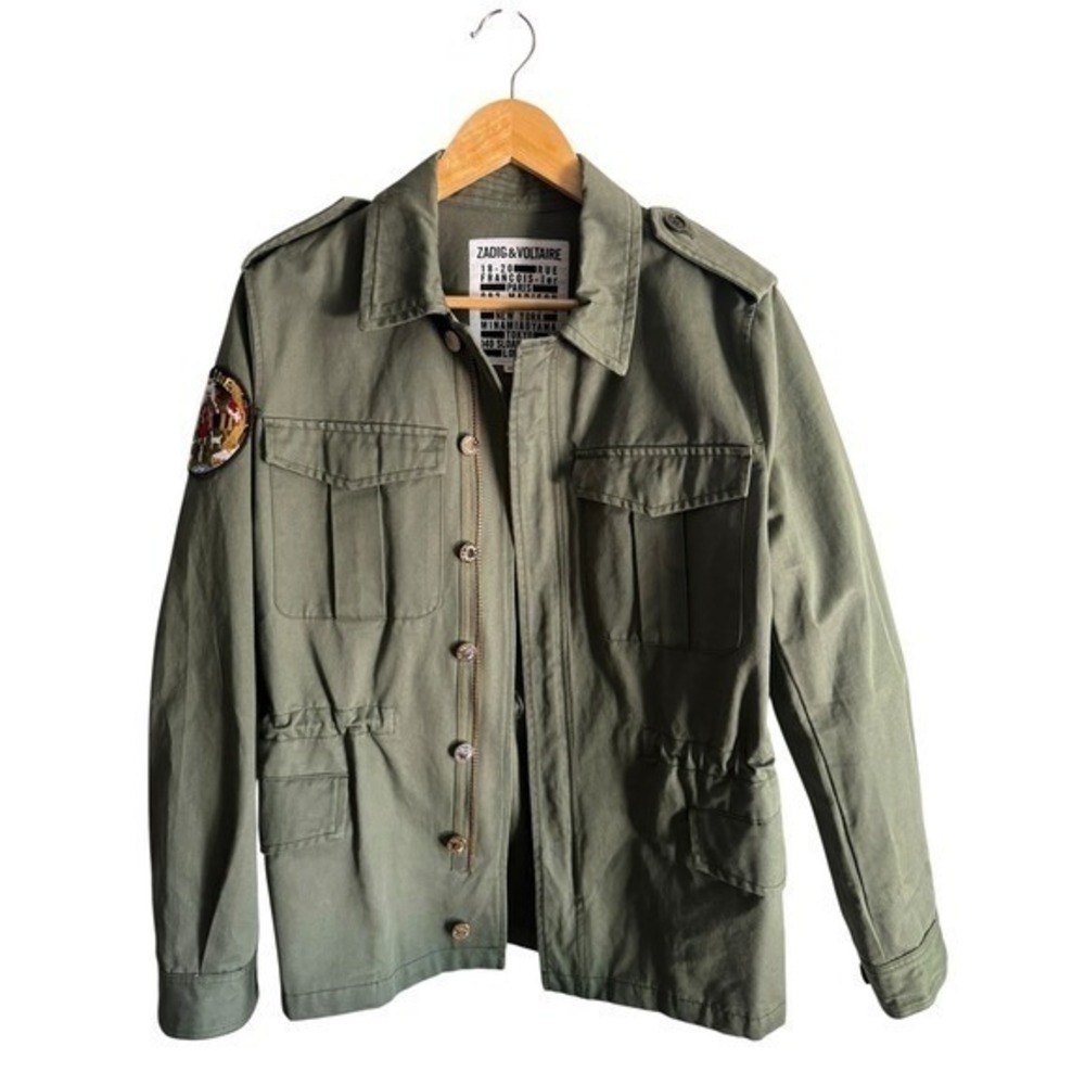 Zadig & Voltaire Kayak Mili Gold Skull Military Jacket L - Picture 1 of 10